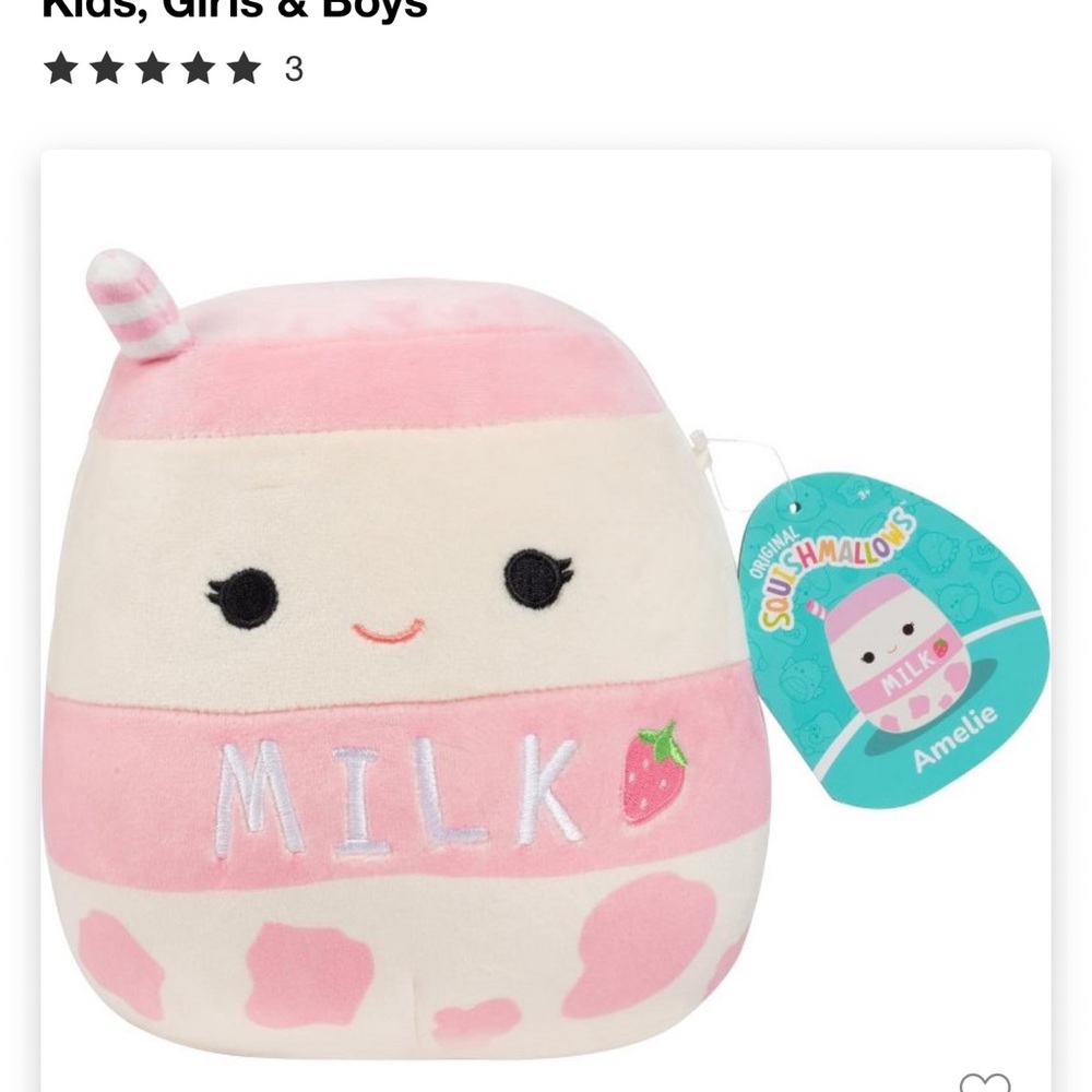 Squishmallows 8” Strawberry Milk Plush